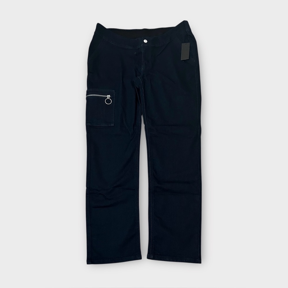 D&Co Cargo Denim Pants Blue Women’s Size Large Zipper Pocket Casual New NWT - Picture 2 of 6